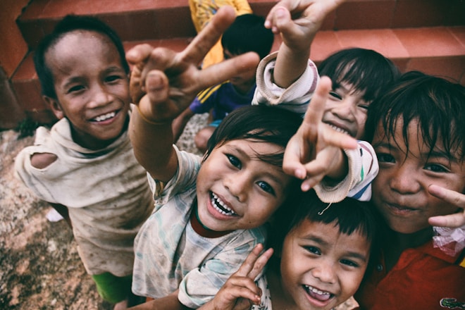 Joyful children smiling together